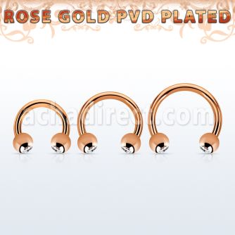 cbttc4 rose gold 316l steel circular barbell w 4mm jewel balls