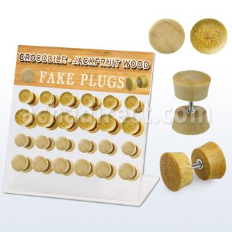 dacb175 display w 24 pcs of crocodile jackfruit wood fake plug