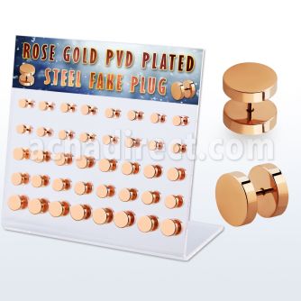 dacb212 display w 40 pcs of rose gold steel fake plug no o ring