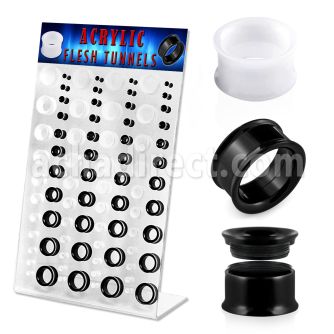 dapg69 board of acrylic flesh tunnels in black white