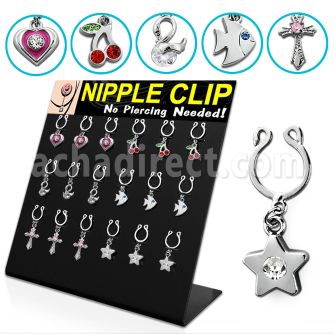 dclnp1 display of assorted style non piercing nipple clip