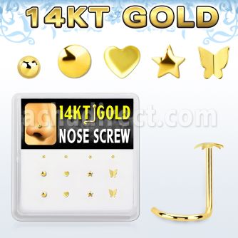 dgsc16 box w 14kt gold nose screw w 3mm cz stones in mix shape
