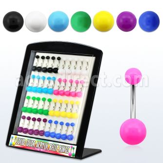 dmbna4 box of 316l steel belly piercings w acrylic color balls