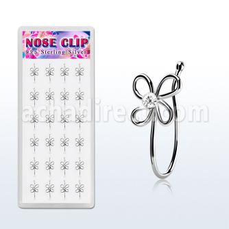 dncl2c box w silver fake nose clips wire flower w color crystal