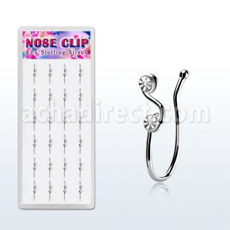 dncl8c box w silver fake nose clips w musical w 2 clear crystal