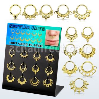 dnsm138 display w gold plated silver septum rings mixed design