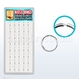 dnsm13 box of silver seamless nose hoops w diameter 10mm