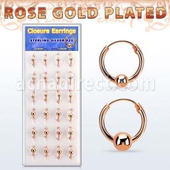 dnsm171 box rose gold silver ball closure earring 16g 3 4mm ball
