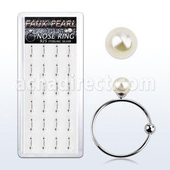 dnspr3 box w silver nose hoops w a 3mm faux pearl tops 8mm