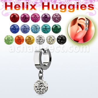 ehhfr helix huggie w a ferido glued multi crystal ball