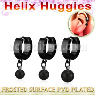 ehkfot black stainless steel helix huggie dangling frosted ball