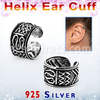 ehvcf7 sterling silver helix ear cuff with wave design