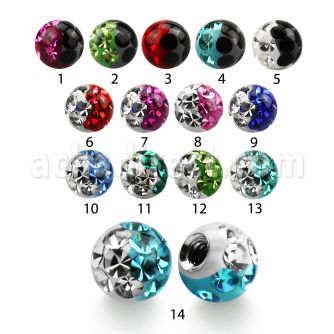 emfr3 3mm ball with ferido glued 2 color multi crystals