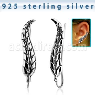 ervcl1 pair of 925 silver ear clips in leave shape