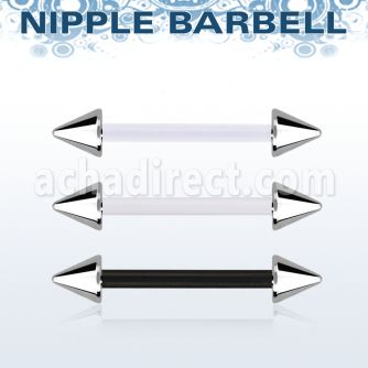 fbbnpcn5 bioflex nipple barbell, 14g (1.6mm) w 5mm steel cones