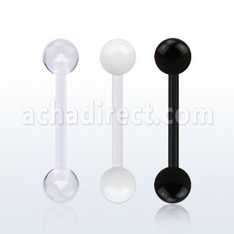 fbbuv6 bioflex tongue barbell, 14g (1.6mm) w 6mm balls