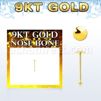 g9brd 9kt gold nose bone with a 2mm plain gold round top