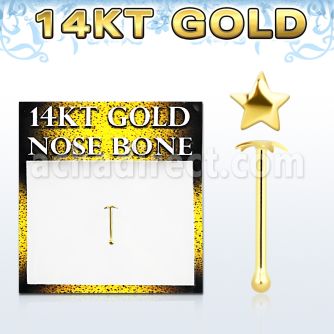 gbst 14kt gold nose bone with 2 5mm plain gold star top