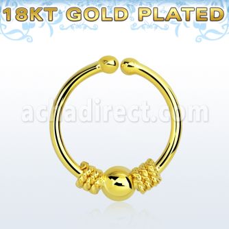 gpsep12c gold silver fake septum ring w a balinese wire ball