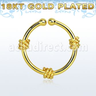 gpsep12g gold plated silver fake septum ring w three ropes