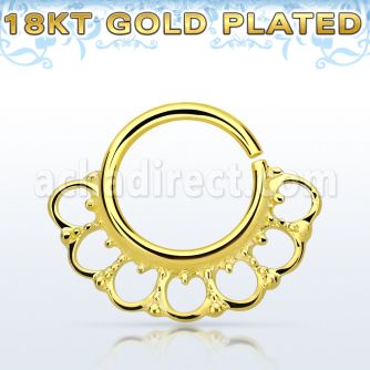 gpsepv8 gold plated silver septum ring in a wide indian design