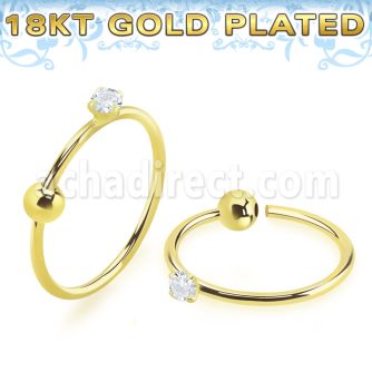 gpz15m gold plated 925 silver nose hoop w 1.5mm round cz