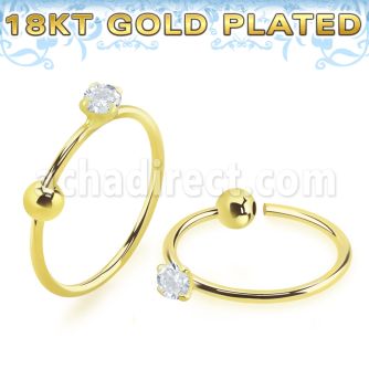 gpz2m gold plated 925 silver nose hoop w 2mm round cz