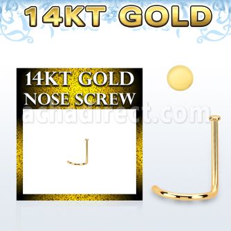 gsrd1 14kt gold nose screw, 22g w small round flat top