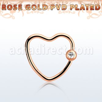 hccrtt16 rose gold steel heart shaped ball closure ring crystal
