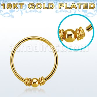 hr11rg gold plated silver seamless nose hoop w balinese wire