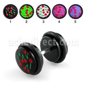 ilagr1 black acrylic fake plug with cherries logo o rings