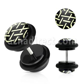ilvgr20 acrylic fake plug with b w woven design with o rings