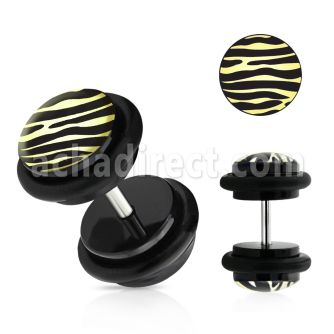 ilvgr29 acrylic fake plug with b w zebra stripes with o rings