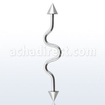 inacn5 316l steel industrial zigzag barbell 14g w 5mm cones