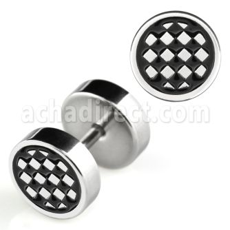ip15 high polished steel fake plug w checkered board logo