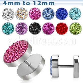 ipmc 316l steel fake plug with ferido multi crystals disk