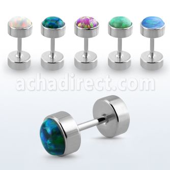 ipmo 316l steel fake plug w synthetic opal top