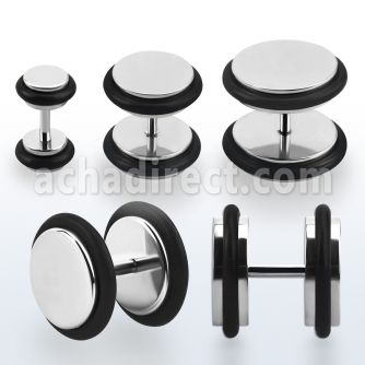 ipr high polished 316l steel fake plug with rubber o rings