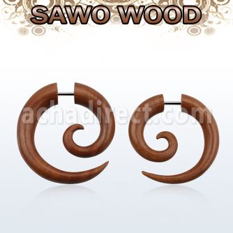 ispsw sawo wood fake plug in spiral shape