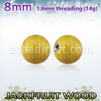 jfball8 8mm jackfruit wood ball with 316l steel 1.6mm threading