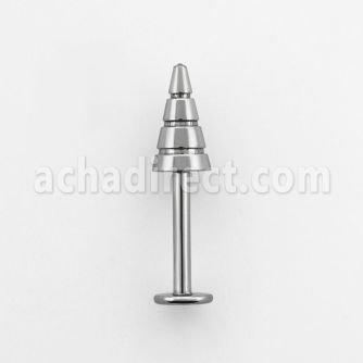 lbcn4b 16g 316l steel labret with 4mm ridged drill cone