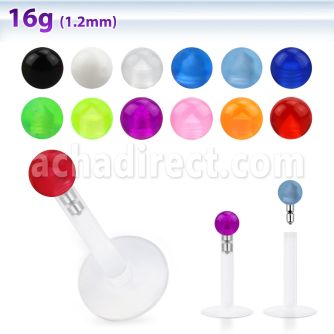 lbivb25 clear bio flexible labret with 2 5mm acrylic uv ball