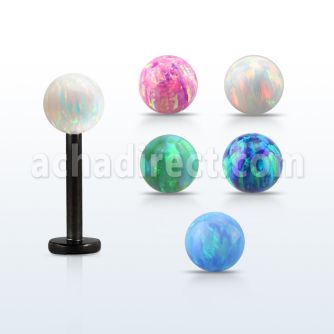 lbtop4s anodized 316l steel labret w a 4mm synthetic opal ball