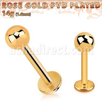 lbttb4 rose gold steel labret with a 4mm ball