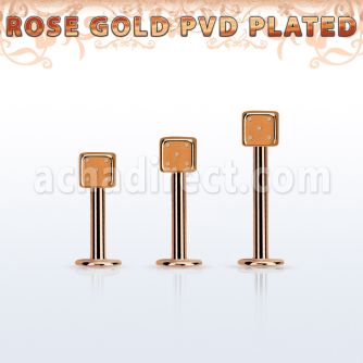 lbttdi3 rose gold steel triple tragus piercing with a 3mm dice