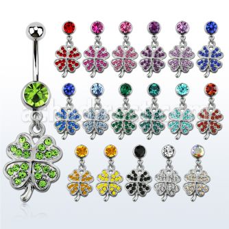 mcd350 316l steel belly banana with multi crystal flower