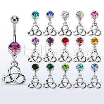 mcd736 steel belly banana w dangling w dangling celtic knot