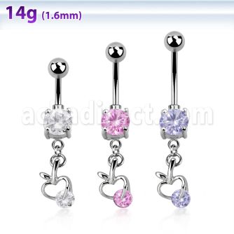 mcdz374 316l banana with bezel 2 jewel ball apple w cz stone