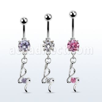 mcdz410 steel belly banana w fancy dangling small prong set cz 