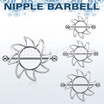 mcnp103 sun nipple shield w 316l steel barbell with 5mm balls
